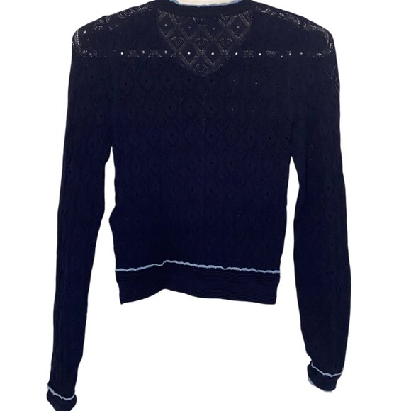 Sandro blue knit scalloped hem button-up cardigan size XS - Picture 4 of 4